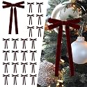 SIMISI RIBBON 24Pcs Christmas Velvet Ribbon Bows Decorations for Tree