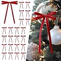 SIMISI RIBBON 24Pcs Christmas Velvet Ribbon Bows Decorations for Tree