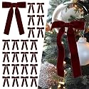 SIMISI RIBBON 24Pcs Christmas Velvet Ribbon Bows Decorations for Tree