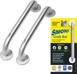 simons 100 stainless steel 304 heavy duty grab bar for bathroom handrailing and safety handle for elderly - 8 inch - pack of 2 shower grab bar