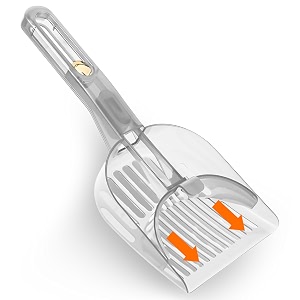 2 in 1 adjustable cat litter scoop - litter scooper for small amp large litter durable cat poop scooper essential cat litter box accessory easy-to-clean dual size gap 6mm amp 9mm transparent