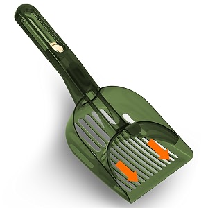 2 in 1 adjustable cat litter scoop - multi-size litter scooper for small amp large litter durable cat poop scoop essential litter box accessory easy-to-clean dual size gap 6mm amp 9mm green