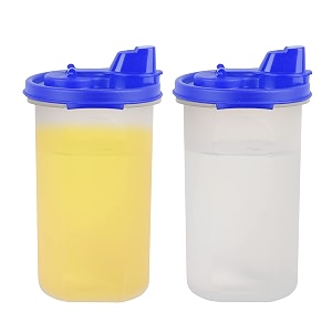 simparte set of 2 blue plastic oil dispensers  585ml each  with flip-top pouring nozzle  leak-proof oil pourer container for cooking and kitchen use  easy flow bpa-free for everyday use