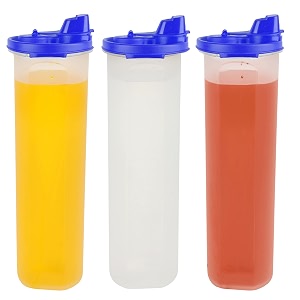 simparte set of 3 blue plastic oil dispensers  1100ml each with flip-top pouring nozzle  leak-proof oil pourer amp container for cooking and kitchen use  easy flow bpa-free for everyday use