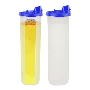 simparte set of 2 blue plastic oil dispensers  1100ml each with flip-top pouring nozzle  leak-proof oil pourer amp container for cooking and kitchen use  easy flow bpa-free for everyday use