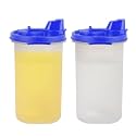 SIMPARTE Set of 2 Blue Plastic Oil Dispensers – 585ml Each – with Flip-Top Pouring Nozzle | Leak-Proof Oil Pourer Container for Cooking and Kitchen Use | Easy Flow, BPA-Free for Everyday Use