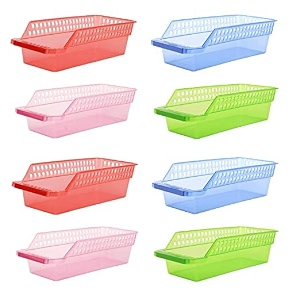 simparte plastic fridge space saver basket food storage organizer rack for fruits vegetable and egg multi-color pack of 8 made in india multicolor 50 x 100 x 150 cm