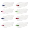 Simparte Fridge Space Saver Basket Food Storage Organizer Rack for Fruits Vegetable and Egg, White- Clear (Pack of 8, Made in India)