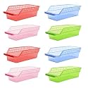 SIMPARTE Plastic Fridge Space Saver Basket Food Storage Organizer Rack for Fruits Vegetable and Egg, Multi-Color (Pack of 8, Made in India), Multicolor, 50 X 100 X 150 cm
