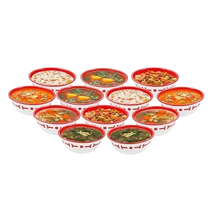 simparte plastic serving bowls set of 12 300 ml each  bpa free dishwasher safe food grade amp reusable  lightweight amp durable snack bowls for kitchen chutney amp dessert  red design