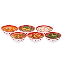SIMPARTE Plastic Serving Bowls Set of 6, 300 ml Each | BPA Free, Dishwasher Safe, Food Grade &amp; Reusable – Lightweight &amp; Durable Snack Bowls for Kitchen, Chutney &amp; Dessert – Red Design