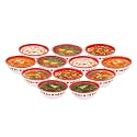 SIMPARTE Plastic Serving Bowls Set of 12, 300 ml Each | BPA Free, Dishwasher Safe, Food Grade & Reusable – Lightweight & Durable Snack Bowls for Kitchen, Chutney & Dessert – Red Design