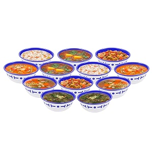 simparte plastic serving bowls set of 12 220 ml each  bpa free dishwasher safe food grade amp reusable  lightweight amp durable snack bowls for kitchen chutney amp dessert  blue design