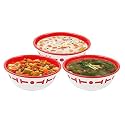 SIMPARTE Plastic Serving Bowls Set of 3, 220 ml Each | BPA Free, Dishwasher Safe, Food Grade &amp; Reusable – Lightweight &amp; Durable Snack Bowls for Kitchen, Chutney &amp; Dessert – Blue Design