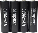 Simpex 3100mAh High Power Ni-Mh AA Ready to Use Rechargeable Battery Pack of 4  Camera Battery Charger