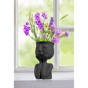 the decorshed simple and creative decorative flower pots resin face planter pots vase for small succulent black resin