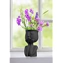 The Decorshed Simple and Creative Decorative Flower Pots, Resin Face Planter Pots, Vase for Small Succulent (Black, Resin)