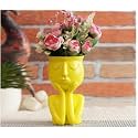 The Decorshed Simple and Creative Decorative Flower Pots, Resin Face Planter Pots, Vase for Small Succulent (Yellow, Resin)
