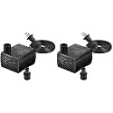 Simple Deluxe 80 GPH Submersible Pump with Adjustable Intake &amp; 6' Waterproof Cord for Hydroponics, Aquaponics, Fountains, Ponds, Statuary, Aquariums &amp; more, Black (Pack of 2)
