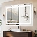 Simple Deluxe LED Bathroom Mirror 36x48 Inch Tempered Glass - Frameless LED Backlit Lighted Mirror for Bathroom Vanity with Anti-Fog, 3 Colors Dimmable, Memory Function, Wall-Mounted