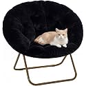 Simple Deluxe Comfy Chairs for Bedroom, Faux Fur Saucer Chair for Adults, Oversized Comfy Soft Saucer Chair, Padded Lazy Chair for Living Room Dorm Rooms, Black