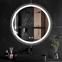Simple Deluxe Round LED Bathroom Mirror with Lights, Smart Anti-Fog LED Bathroom Mirror with Circular Dual Lights and 3-Color Temperature Memory dimming (30inch)