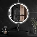 Simple Deluxe Round LED Bathroom Mirror with Lights, Smart Anti-Fog LED Bathroom Mirror with Circular Dual Lights and 3-Color Temperature Memory dimming (24inch)