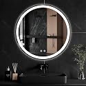 Simple Deluxe Round LED Bathroom Mirror with Lights, Smart Anti-Fog LED Bathroom Mirror with Circular Dual Lights and 3-Color Temperature Memory dimming (28inch)