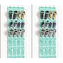 Simple Houseware 24 Pockets - Crystal Clear Over The Door Hanging Shoe Organizer, Turquoise (64'' x 19'') (Pack of 2)