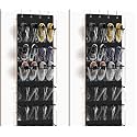 Simple Houseware 24 Pockets - Crystal Clear Over The Door Hanging Shoe Organizer, Black (64'' x 19'') (Pack of 2)