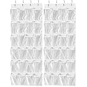 Simple Houseware 24 Pockets Large Clear Pockets Over The Door Hanging Shoe Organizer, White (56" x 22.5") (Pack of 2)