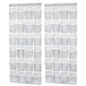 Simple Houseware 24 Pockets Large Clear Pockets Over The Door Hanging Shoe Organizer, Gray (56" x 22.5") (Pack of 2)