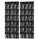 Simple Houseware 24 Pockets Large Clear Pockets Over The Door Hanging Shoe Organizer, Black (56" x 22.5") (Pack of 2)