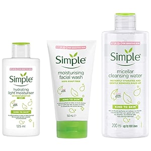simple kind to skin hydrating light moisturiser 125 ml amp simple kind to skin moisturising facial wash 150 ml amp simple kind to skin micellar cleansing water 200 ml