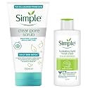 simple Kind To Skin Hydrating Light Moisturiser Oil, 125 Ml &amp; Daily Skin Detox Clear Pore Facial Scrub, With Witch Hazel, 150 Ml