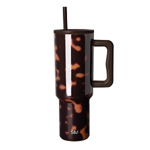 simple modern tumbler with handle and straw  40oz  tortoise