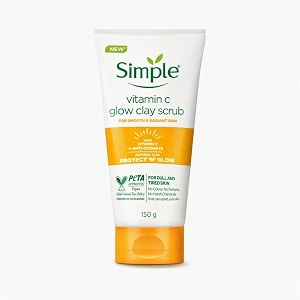simple protect n glow vitamin c glow clay scrub 150ml  gently exfoliates for smooth amp radiant skin  for dull amp tired skin