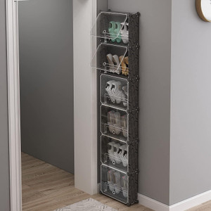 simple trending pp collapsible wardrobe finish color - black-slim-6 diydo-it-yourself