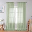 Simplebrand Green Sheer Curtains 96 Inches Long 2 Panels, 59" W x 96" L
