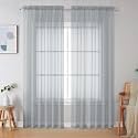 Simplebrand Light Grey Sheer Curtains 84 Inches Long 2 Panels, 59"W x 84"L