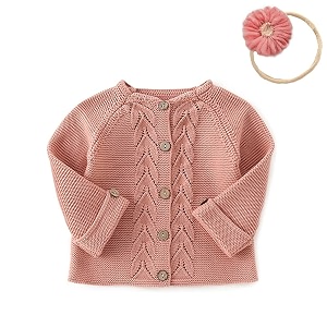 simplee kids baby girl thin sweater solid white pink cardigans for toddler 0-3years
