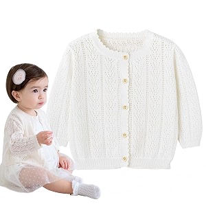 simplee kids baby girl thin sweater solid white pink cardigans for toddler 0-3years