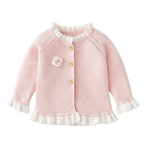 simplee kids baby girl thin sweater solid white pink cardigans for toddler 0-3years
