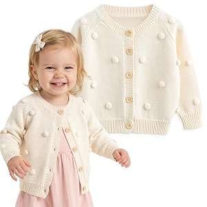 simplee kids baby girl thin sweater solid white pink cardigans for toddler 0-3years