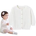 Simplee kids Baby Girl Thin Sweater Solid White Pink Cardigans for Toddler 0-3Years