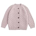 Simplee kids Baby Girl Thin Sweater Solid White Pink Cardigans for Toddler 0-3Years