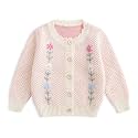 Simplee kids Baby Girl Thin Sweater Solid White Pink Cardigans for Toddler 0-3Years