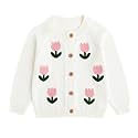 Simplee kids Baby Girl Thin Sweater Solid White Pink Cardigans for Toddler 0-3Years