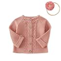 Simplee kids Baby Girl Thin Sweater Solid White Pink Cardigans for Toddler 0-3Years