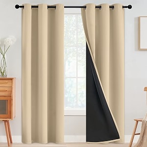 SimpleHome Beige 100 Blackout Curtains Room Darkening